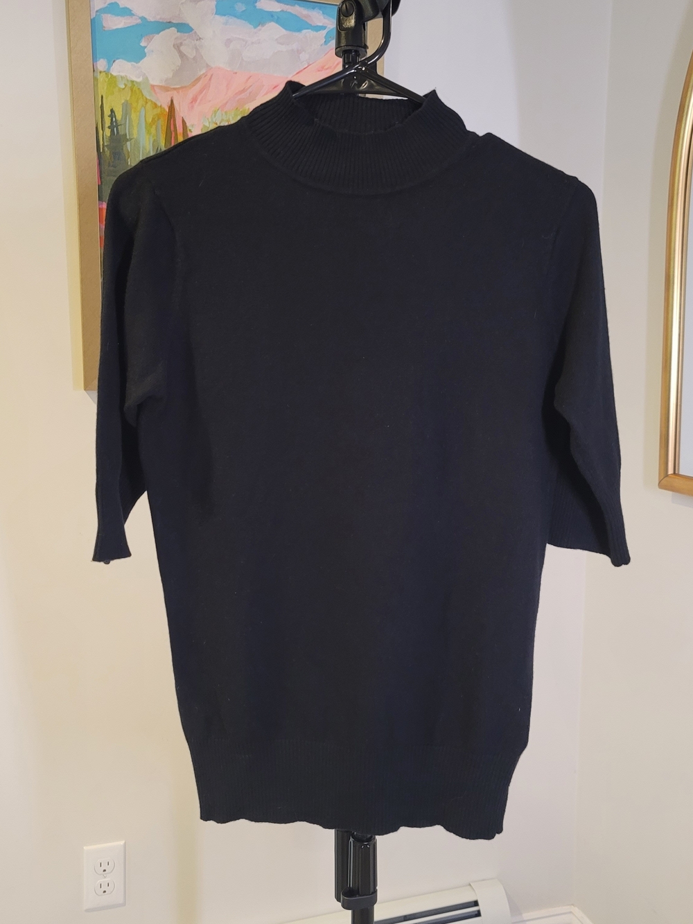 ST MARTINS Cashmere Blend Black Turtleneck Short Sleeve Sweater Women's Size‎ M